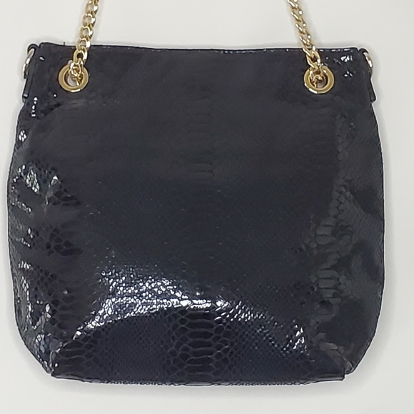 Michael Kors Embossed Snake Print Shouder Bag Chain Link Strap Leather Handbag - Picture 4 of 16